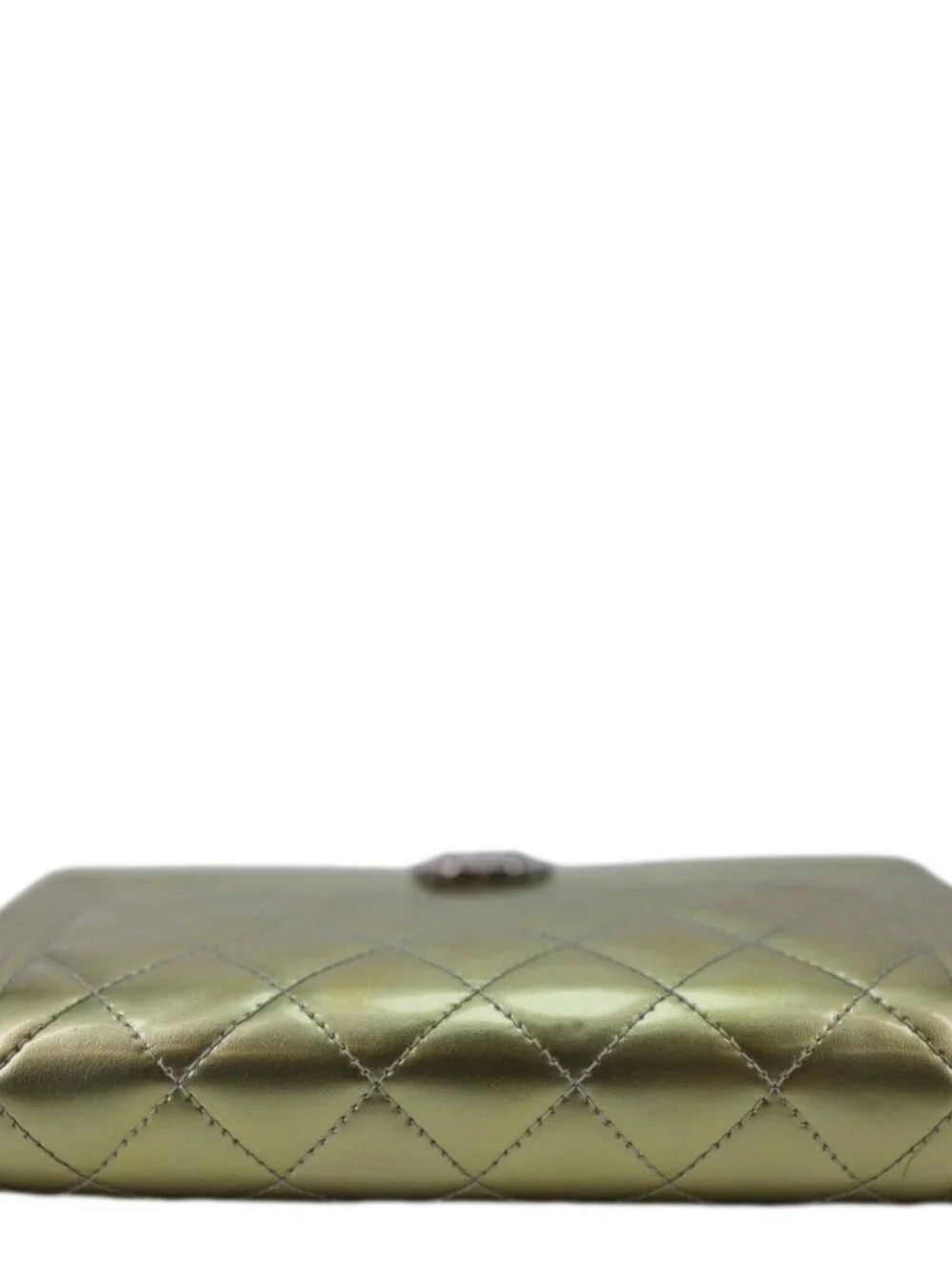 Chanel  Boy Quilted Metallic Leather Wallet On Chain Green